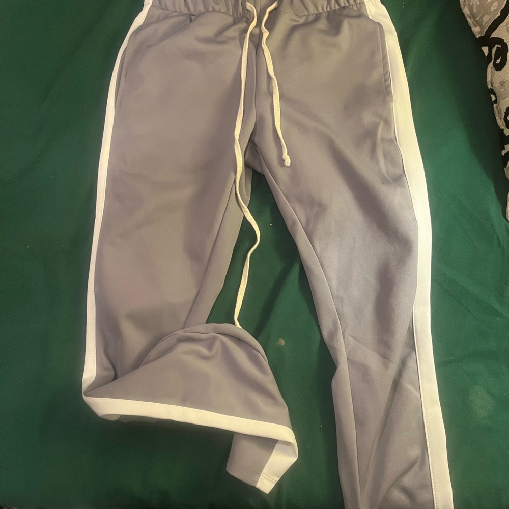 Casual Gray Joggers with White Trim